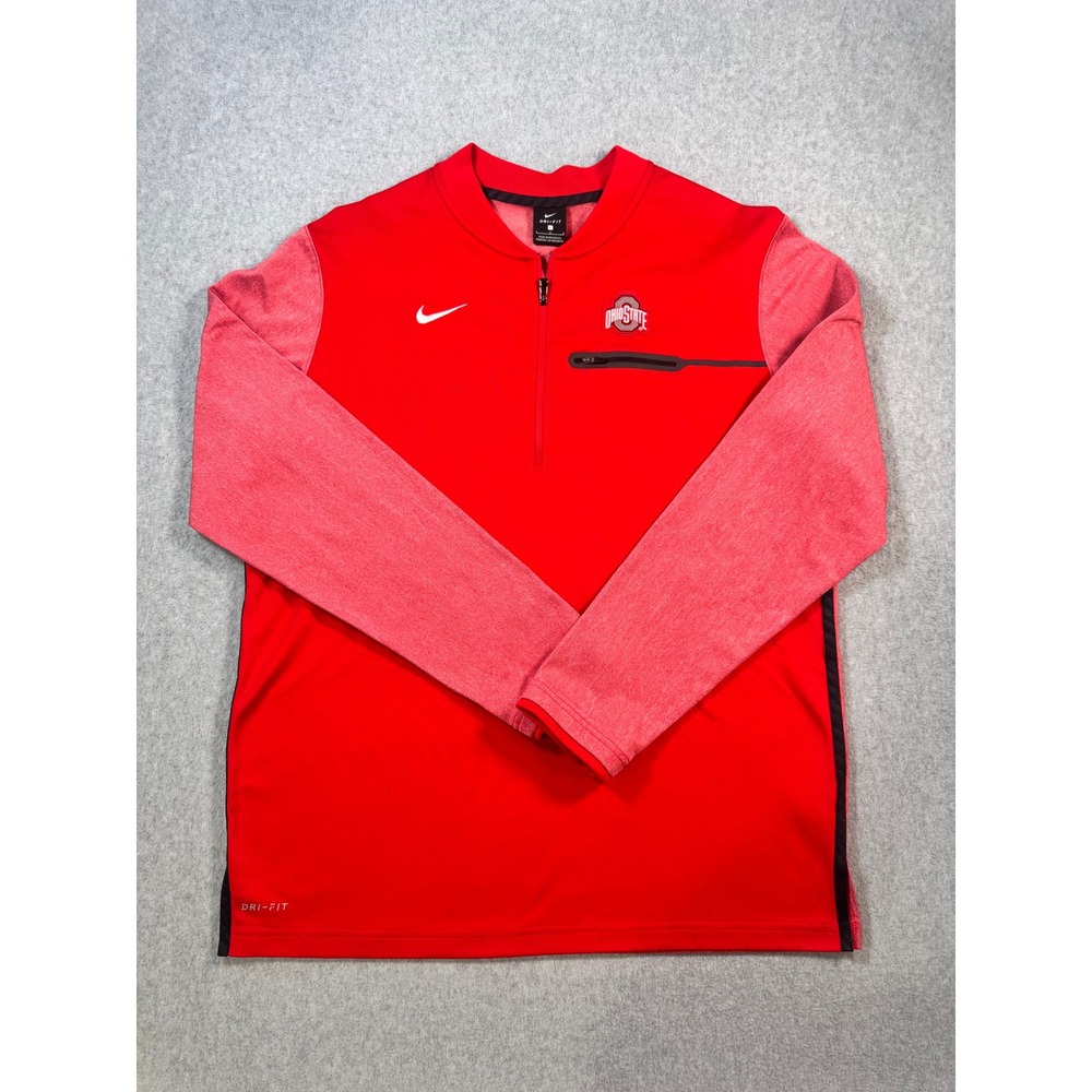 Nike Ohio State Buckeyes Dri-FIT Quarter Zip Pullover Red Mens Large NCAA L